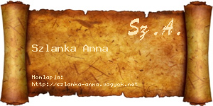 Szlanka Anna névjegykártya