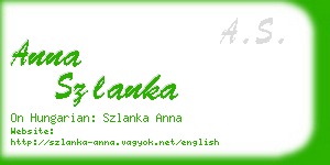anna szlanka business card